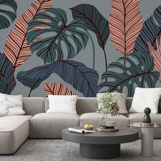 Papel pintado panorámico - Hojas tropicales