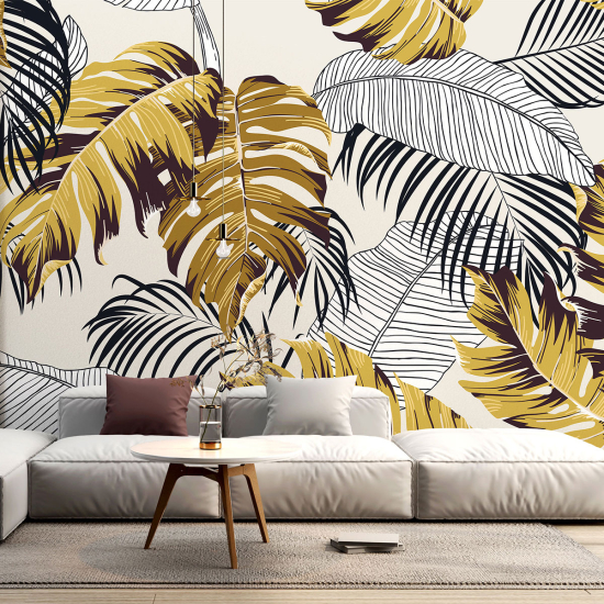 Papel pintado panorámico - Hojas tropicales