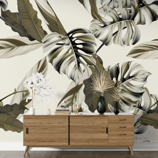 Papel pintado panorámico - Hojas tropicales