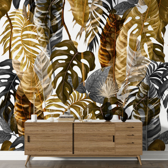Papel pintado panorámico - Hojas tropicales