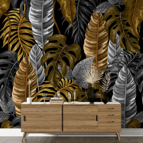 Papel pintado panorámico - Hojas tropicales