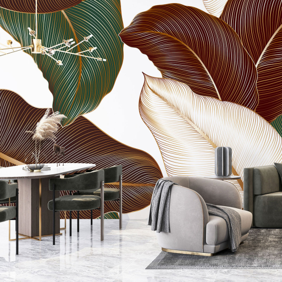 Papel pintado panorámico - Hojas tropicales