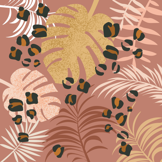 Papel pintado panorámico - Hojas Tropicales