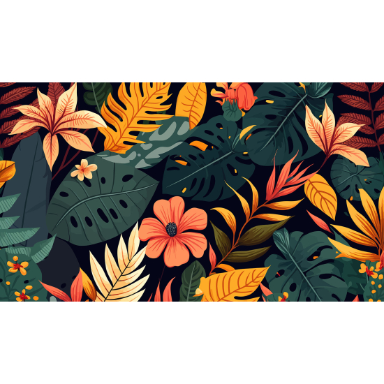 Papel pintado panorámico - Hojas Tropicales
