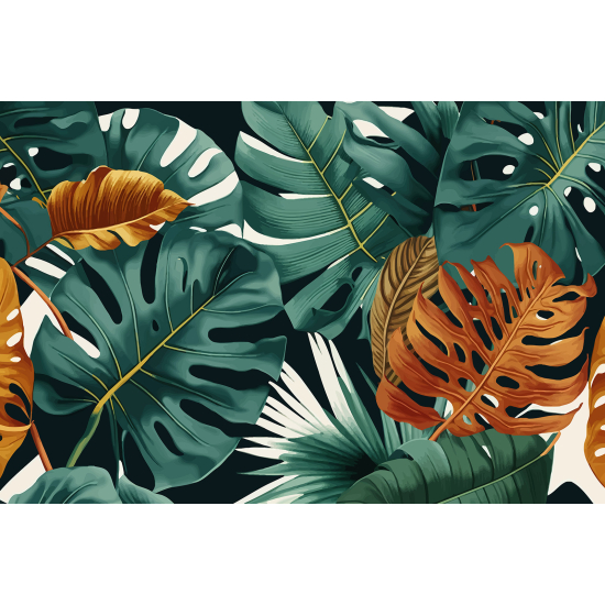 Papel pintado panorámico - Hojas Tropicales