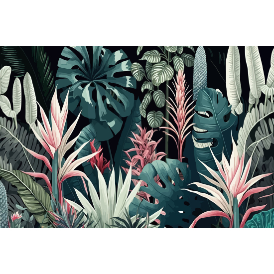 Papel pintado panorámico - Hojas Tropicales