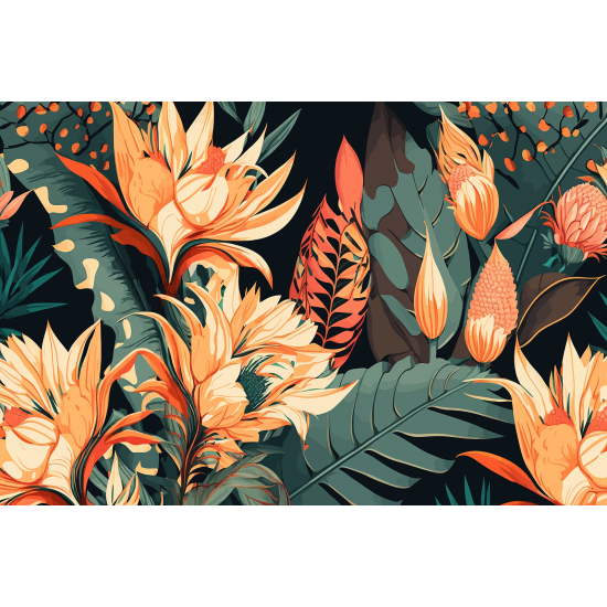 Papel pintado panorámico - Hojas Tropicales