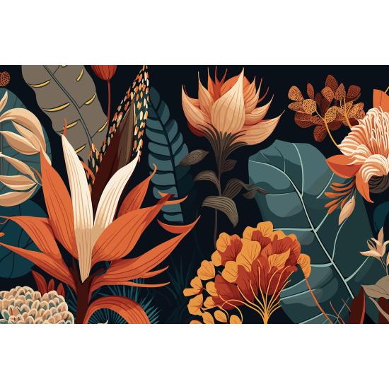 Papel pintado panorámico - Hojas Tropicales