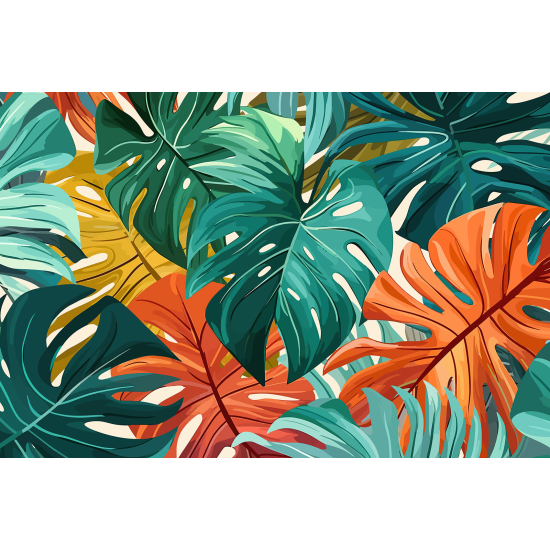 Papel pintado panorámico - Hojas Tropicales