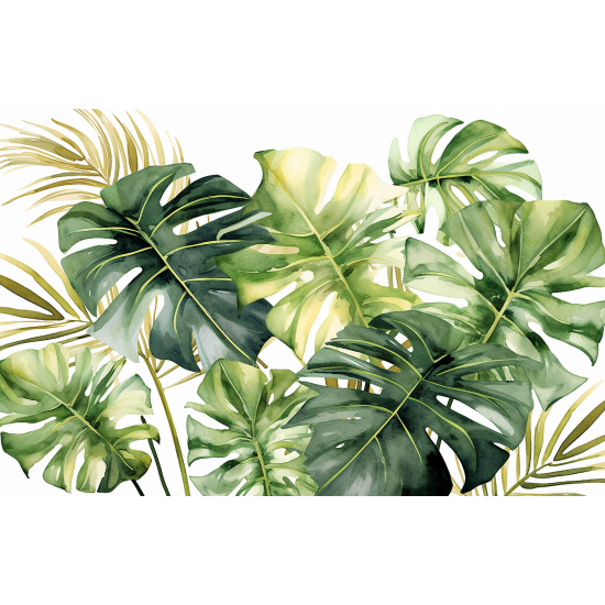 Papel pintado panorámico - Hojas Tropicales