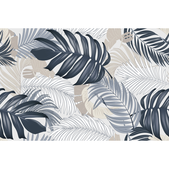 Papel pintado panorámico - Hojas Tropicales