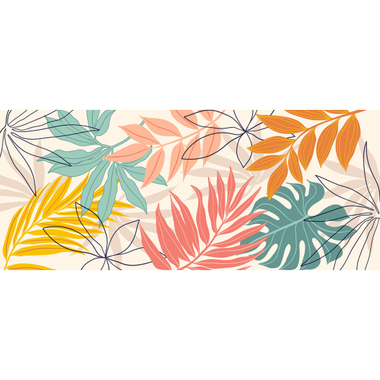 Papel pintado panorámico - Hojas Tropicales