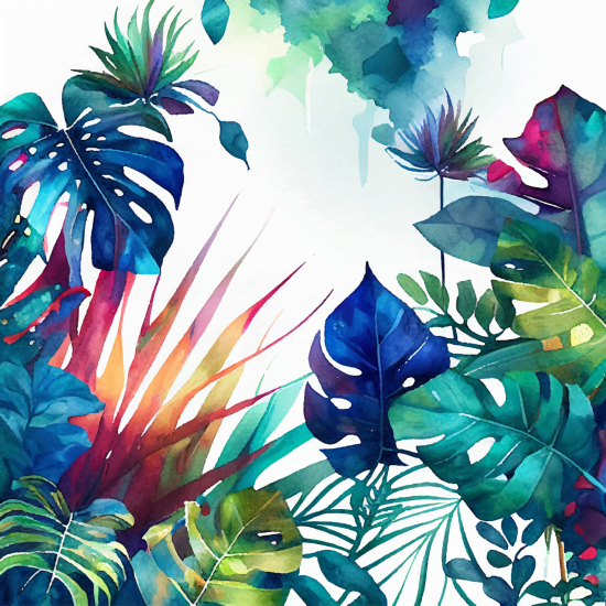 Papel pintado panorámico - Hojas tropicales