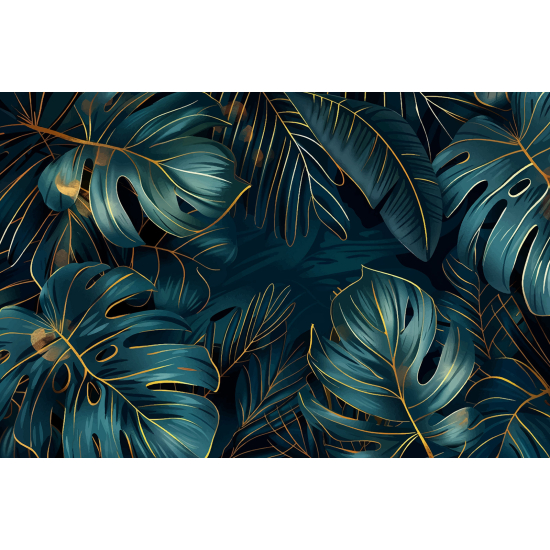 Papel pintado panorámico - Hojas Tropicales