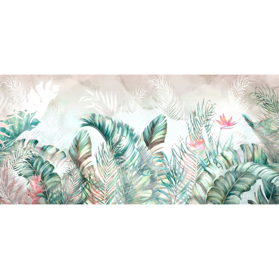 Papel pintado panorámico - Hojas Tropicales
