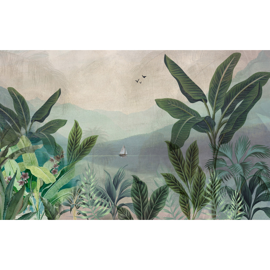 Papel pintado panorámico - Hojas Tropicales