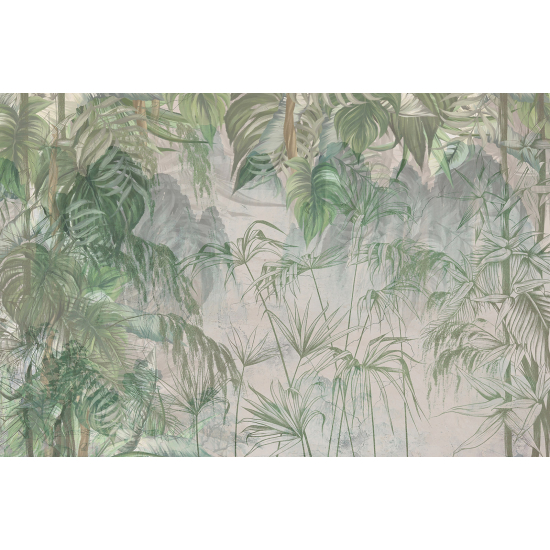 Papel pintado panorámico - Hojas Tropicales