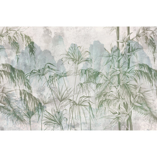 Papel pintado panorámico - Hojas Tropicales