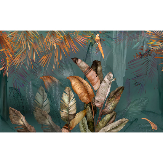 Papel pintado panorámico - Hojas Tropicales