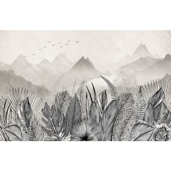 Papel pintado panorámico - Hojas Tropicales