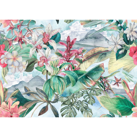 Papel pintado panorámico - Hojas Tropicales