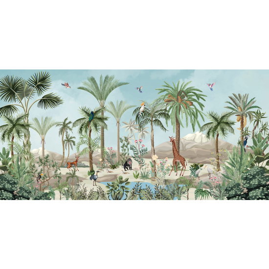 Papel pintado panorámico infantil - Animales de la jungla