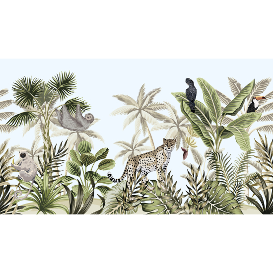 Papel pintado panorámico infantil - Animales de la jungla