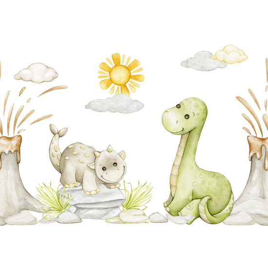 Papel pintado panorámico Infantil - Dinosaurios