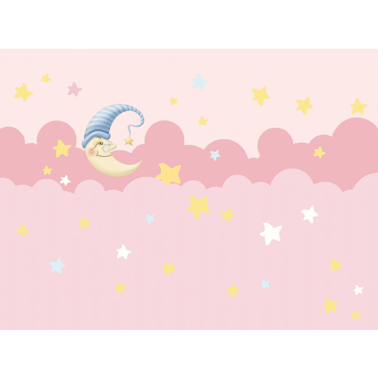 Papel pintado panorámico Infantil - Estrellas Luna