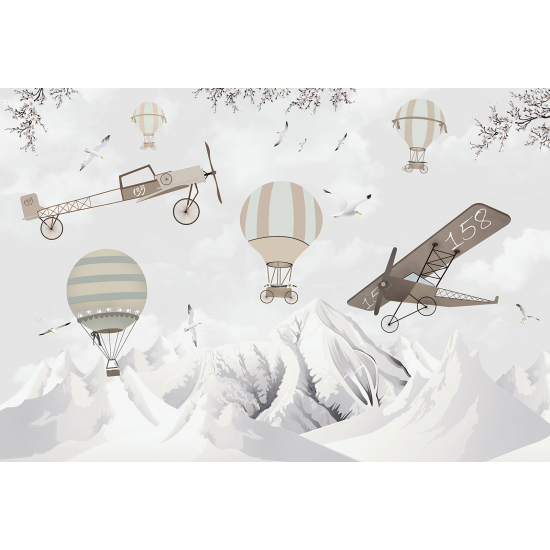 Papel pintado panorámico Infantil - Globos aerostáticos