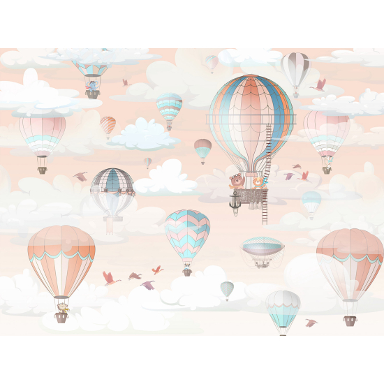 Papel pintado panorámico Infantil - Globos aerostáticos