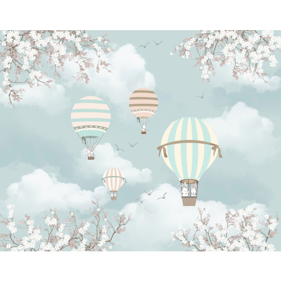 Papel pintado panorámico Infantil - Globos aerostáticos