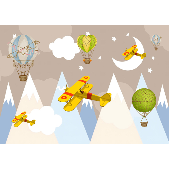 Papel pintado panorámico Infantil - Globos aerostáticos