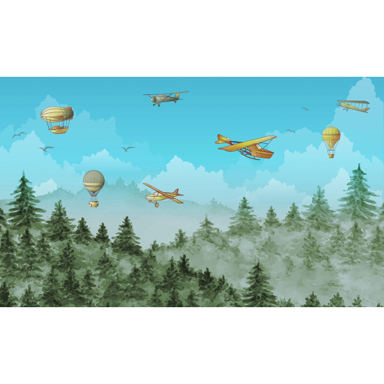 Papel pintado panorámico Infantil - Globos aerostáticos