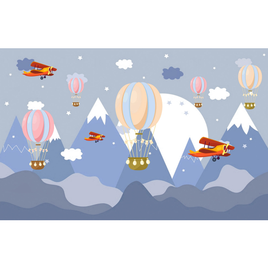 Papel pintado panorámico Infantil - Globos aerostáticos