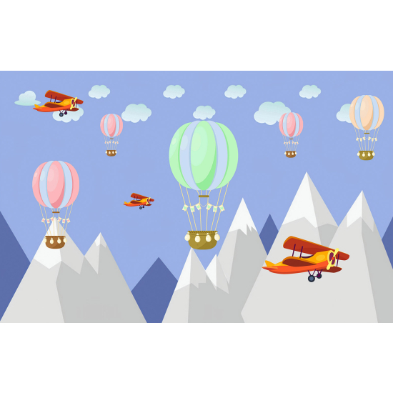 Papel pintado panorámico Infantil - Globos aerostáticos