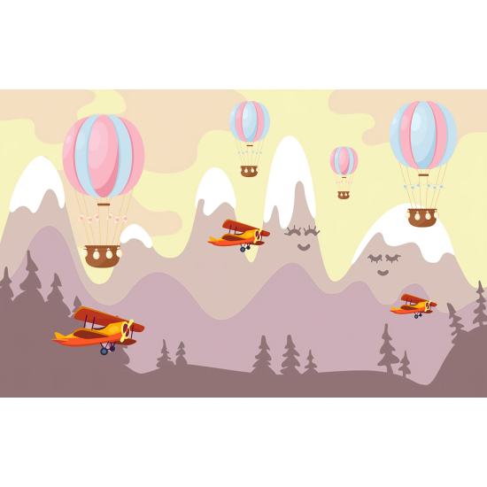 Papel pintado panorámico Infantil - Globos aerostáticos