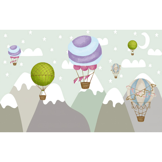 Papel pintado panorámico Infantil - Globos aerostáticos