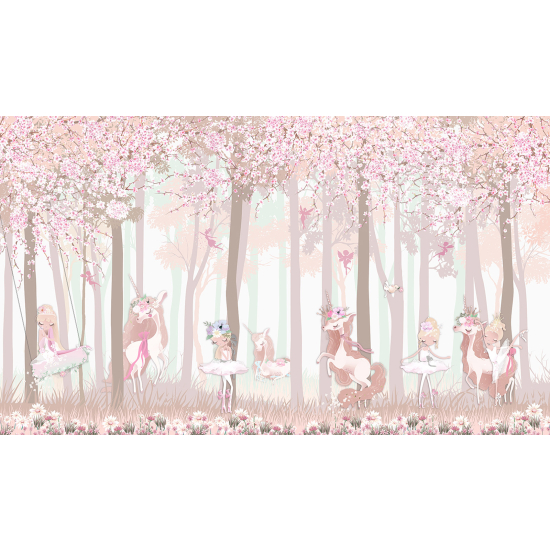 Papel pintado panorámico Infantil - Hadas Unicornios