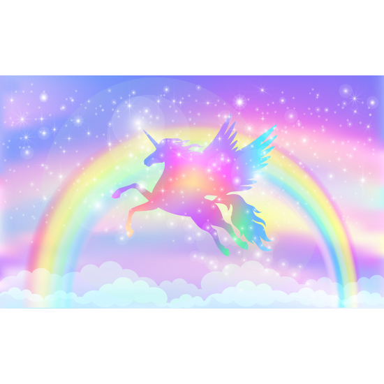 Papel pintado panorámico Infantil - Unicornio Arcoíris