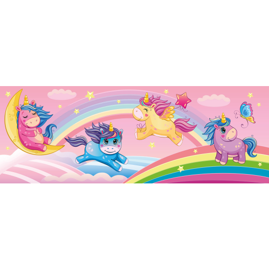 Papel pintado panorámico Infantil - Unicornios