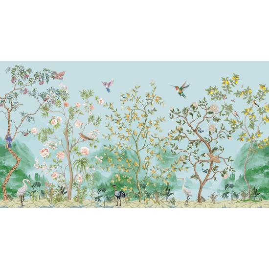 Papel pintado panorámico - Jardín de Pájaros