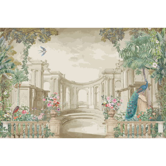 Papel pintado panorámico - Jardín de Pájaros