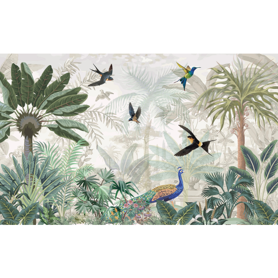 Papel pintado panorámico - Jardín de Pájaros
