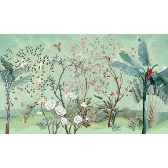 Papel pintado panorámico - Jardín de Pájaros