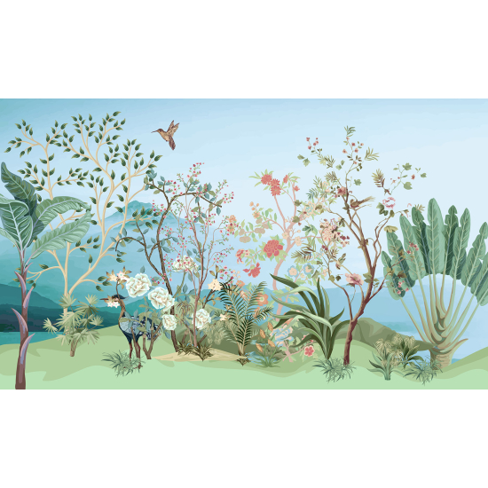 Papel pintado panorámico - Jardín de Pájaros