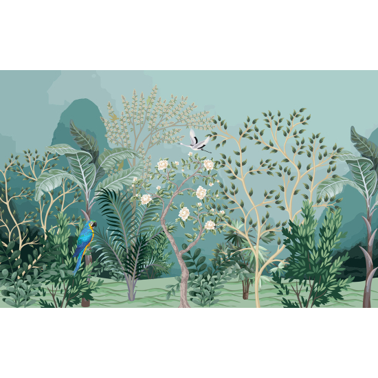 Papel pintado panorámico - Jardín de Pájaros