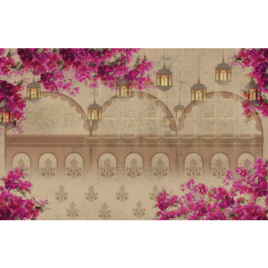 Papel pintado panorámico - Jardín Farolillos