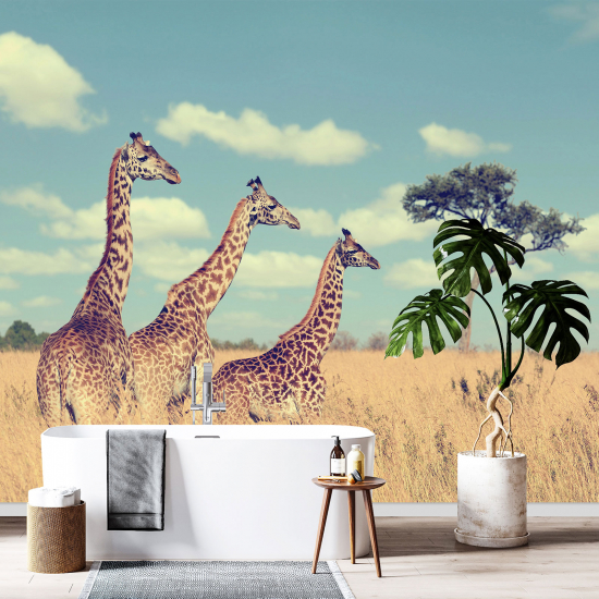 Papel pintado panorámico - Jirafas Sabana
