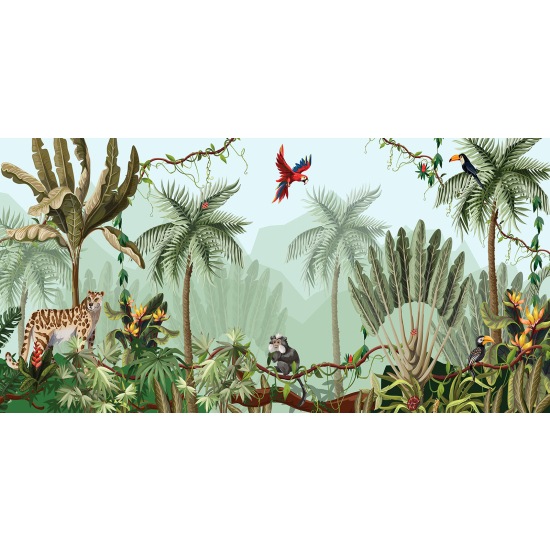 Papel pintado panorámico - Jungla Animales